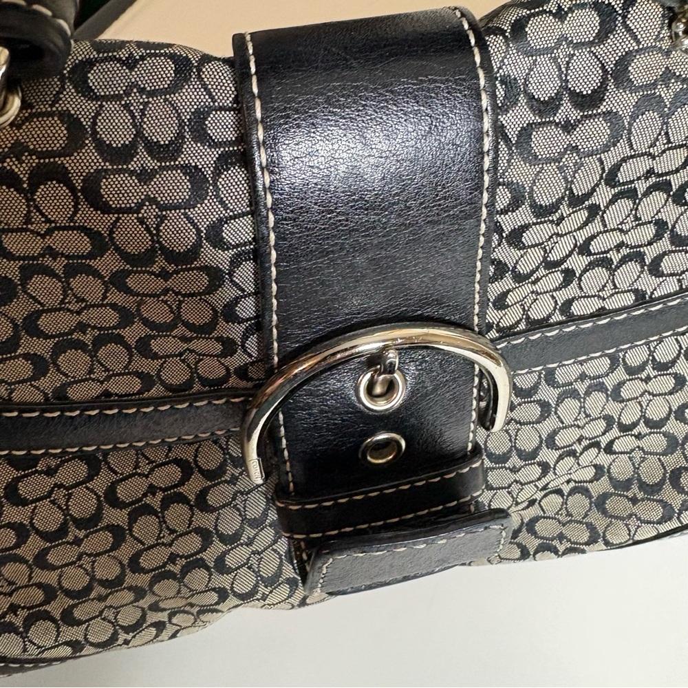 Coach Y2K Vintage SoHo Signature 6349 Shoulder Bag Top Handle Black Gray - Picture 3 of 13